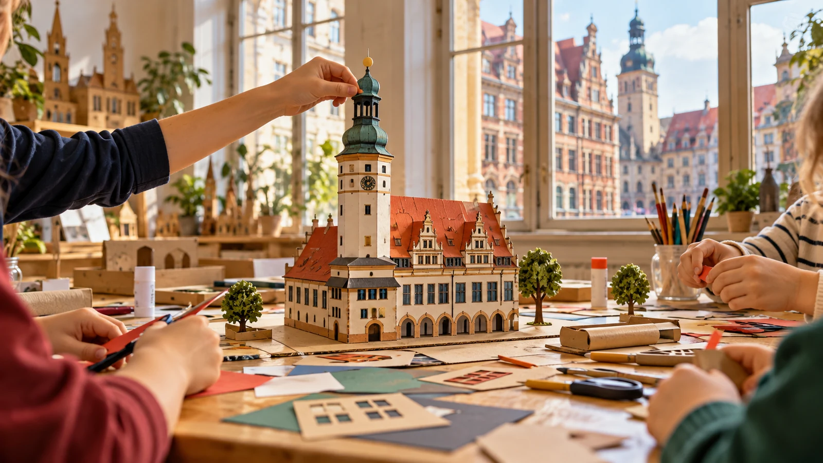 KI-Illustration: Leipzig mit Kindern in Leipzig