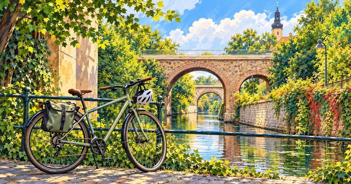 KI-Illustration: Leipzig mit Fahrrad in Leipzig