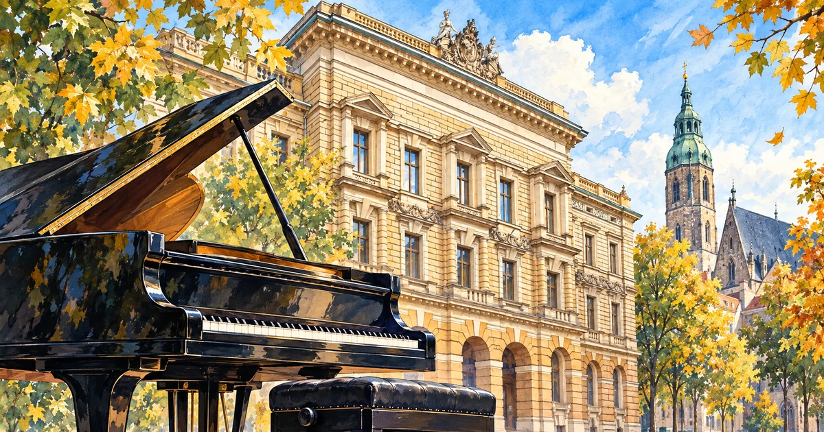 Scene in front of the Hochschule für Musik und Theater Leipzig